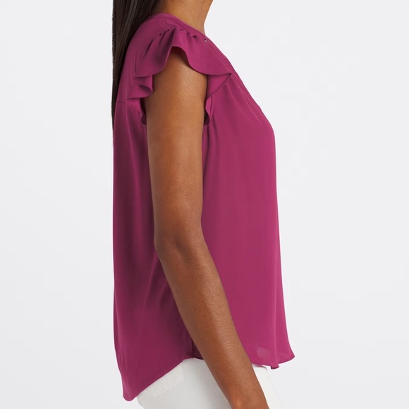 FORTUNE + IVY - Ollie Flutter Sleeve Blouse. Size XXL. Fuschsia / Pink. NWT - Picture 3 of 16
